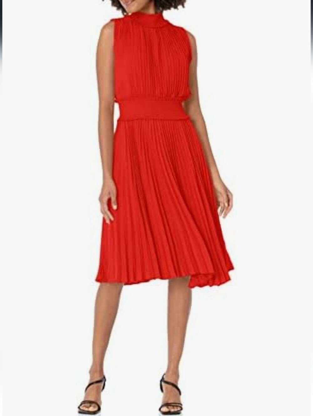 NWT Nanette Lepore Saffron Sun High Neck Smocked Pleated Midi Dress Size 14 - Picture 2 of 13